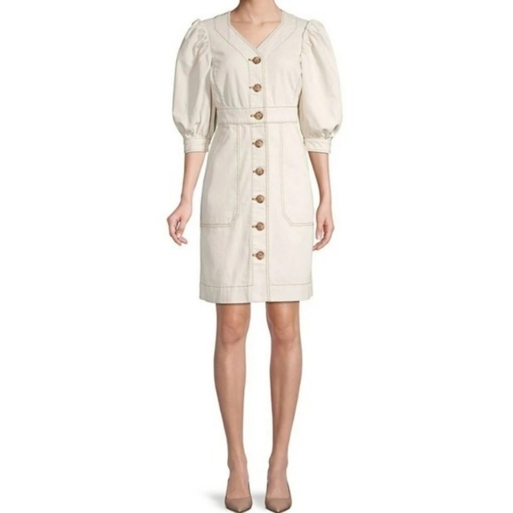 Tory Burch Cotton Puffed Sleeve Dress Size 14 Brand New With Tags